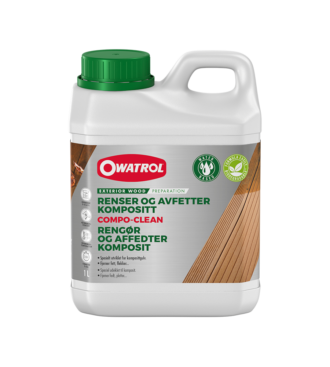 Owatrol COMPO-CLEAN 1L som rengør og affedter komposit træ.